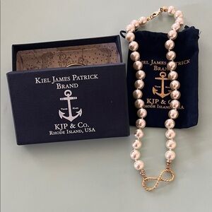 Kiel James Patrick Cream Pearl Necklace with Gold Rope Clasp Infinity